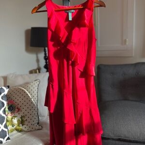 Ralph Lauren Vibrant Red Asymmetrical Dress